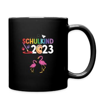 Flamingo Schulanfang Schulkind 2023 - Tasse einfarbig - Schwarz - Rechts