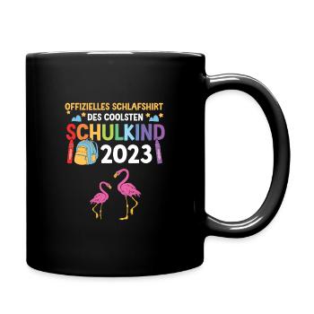Flamingo Schulanfang Schulkind 2023 - Tasse einfarbig - Schwarz - Rechts