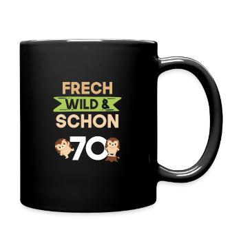 Geschenk 70 Jahre Geburtstag Igel - Tasse einfarbig - Schwarz - Rechts