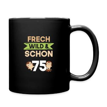 Geschenk 75 Jahre Geburtstag Igel - Tasse einfarbig - Schwarz - Rechts