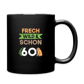 Geschenk 60 Jahre Geburtstag Affe - Tasse einfarbig - Schwarz - Rechts