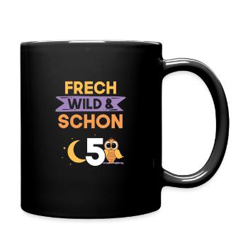 5 Jahre Geburtstag Junge Mädchen Eule - Tasse einfarbig - Schwarz - Rechts
