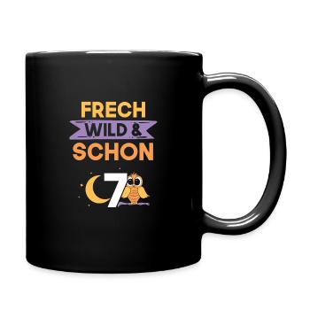 7 Jahre Geburtstag Junge Mädchen Eule - Tasse einfarbig - Schwarz - Rechts