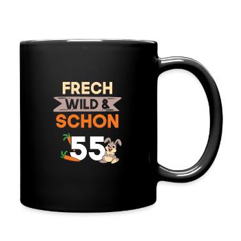 Geschenk 55 Jahre Geburtstag Hase Kaninchen - Tasse einfarbig - Schwarz - Rechts