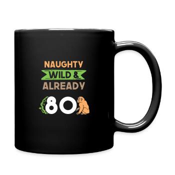 Geschenk 80 Jahre Geburtstag Affe - Tasse einfarbig - Schwarz - Rechts