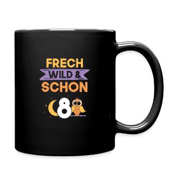 8 Jahre Geburtstag Junge Mädchen Eule - Tasse einfarbig - Schwarz - Rechts