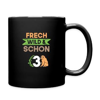 3 Jahre Geburtstag Junge Mädchen Affe - Tasse einfarbig - Schwarz - Rechts