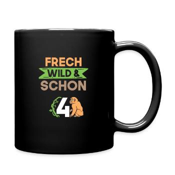 4 Jahre Geburtstag Junge Mädchen Affe - Tasse einfarbig - Schwarz - Rechts