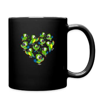 Herz Papagei - Tasse einfarbig - Schwarz - Rechts