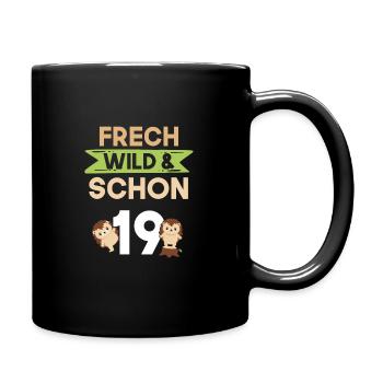19 Jahre Geburtstag Igel - Tasse einfarbig - Schwarz - Rechts