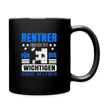 Rentner Rente Rentenbeginn Puzzeln - Tasse einfarbig - Schwarz - Rechts