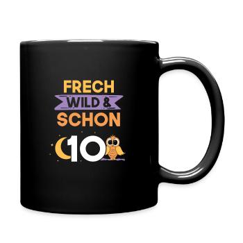 10 Jahre Geburtstag Junge Mädchen Eule - Tasse einfarbig - Schwarz - Rechts