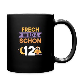 12 Jahre Geburtstag Junge Mädchen Eule - Tasse einfarbig - Schwarz - Rechts