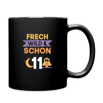 11 Jahre Geburtstag Junge Mädchen Eule - Tasse einfarbig - Schwarz - Rechts