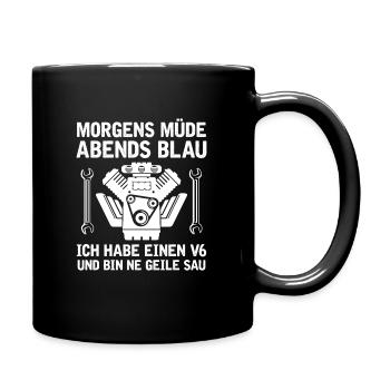 6 Zylinder Tuner Tuning V6 - Tasse einfarbig - Schwarz - Rechts