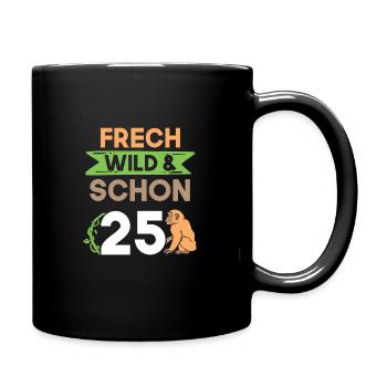 Geschenk 25 Jahre Geburtstag Affe - Tasse einfarbig - Schwarz - Rechts