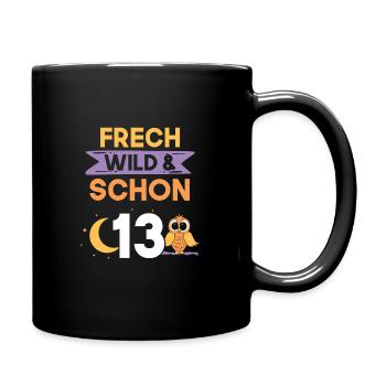 13 Jahre Geburtstag Junge Mädchen Eule - Tasse einfarbig - Schwarz - Rechts