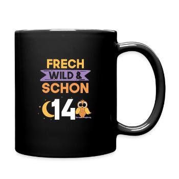 14 Jahre Geburtstag Junge Mädchen Eule - Tasse einfarbig - Schwarz - Rechts