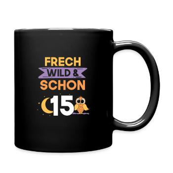 15 Jahre Geburtstag Junge Mädchen Eule - Tasse einfarbig - Schwarz - Rechts