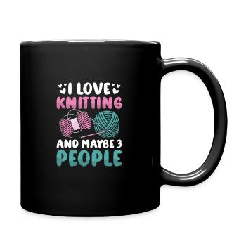 I love Knitting and maybe 3 people - Tasse einfarbig - Schwarz - Rechts