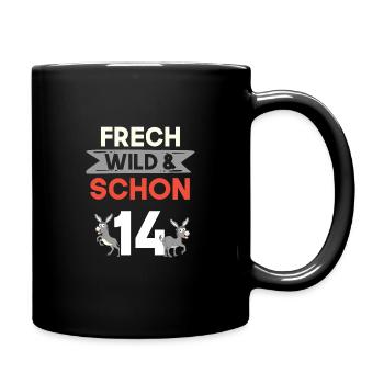 14 Jahre Geburtstag Junge Mädchen Esel - Tasse einfarbig - Schwarz - Rechts