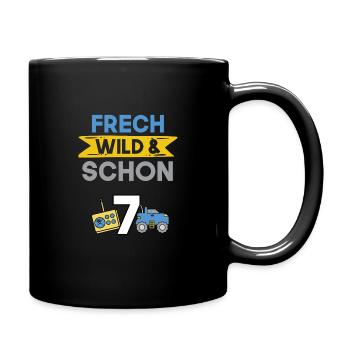 7 Jahre Geburtstag Junge Mädchen Spielzeug Auto - Tasse einfarbig - Schwarz - Rechts