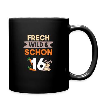 16 Jahre Geburtstag Hase Kaninchen - Tasse einfarbig - Schwarz - Rechts