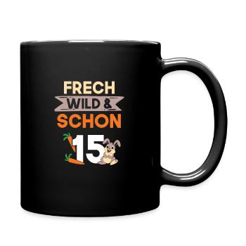 15 Jahre Geburtstag Junge Mädchen Hase Kaninchen - Tasse einfarbig - Schwarz - Rechts