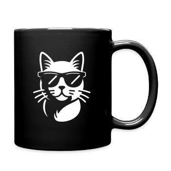 Chat cool en été - Mug uni - noir - Droite