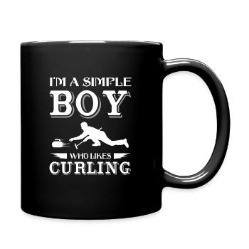 I'm a simple boy who likes Curling - Full Colour Mug - black - Right