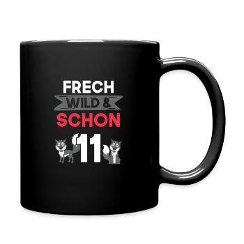 11 Jahre Geburtstag Junge Mädchen Wolf - Tasse einfarbig - Schwarz - Rechts