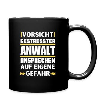 Gestresster Anwalt nicht ansprechen! - Tasse einfarbig - Schwarz - Rechts