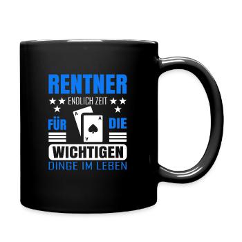 Rentner Rente Rentenbeginn Skat Doppelkopf Karten - Tasse einfarbig - Schwarz - Rechts