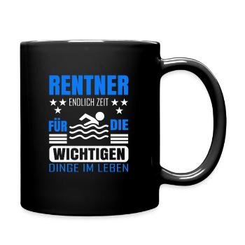 Rentner Rente Rentenbeginn Schwimmen Schwimmer - Tasse einfarbig - Schwarz - Rechts