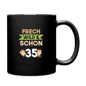 Geschenk 35 Jahre Geburtstag Igel - Tasse einfarbig - Schwarz - Rechts