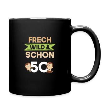 Geschenk 50 Jahre Geburtstag Igel - Tasse einfarbig - Schwarz - Rechts