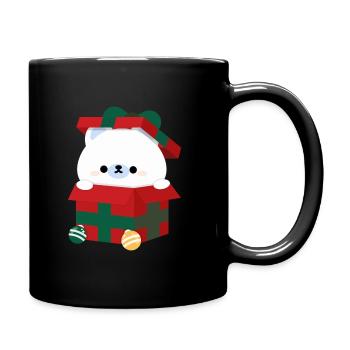 Polar Bear Christmas Present - Full Colour Mug - black - Right
