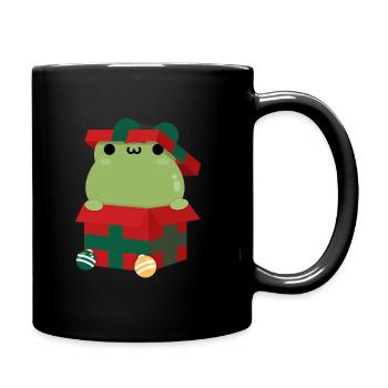 Frog Christmas Present - Full Colour Mug - black - Right