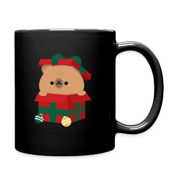 Capybara Christmas Present - Full Colour Mug - black - Right