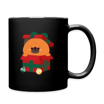 German Shepherd Puppy Christmas Present - Full Colour Mug - black - Right