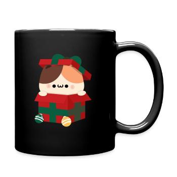 Tortie Cat Christmas Present - Full Colour Mug - black - Right
