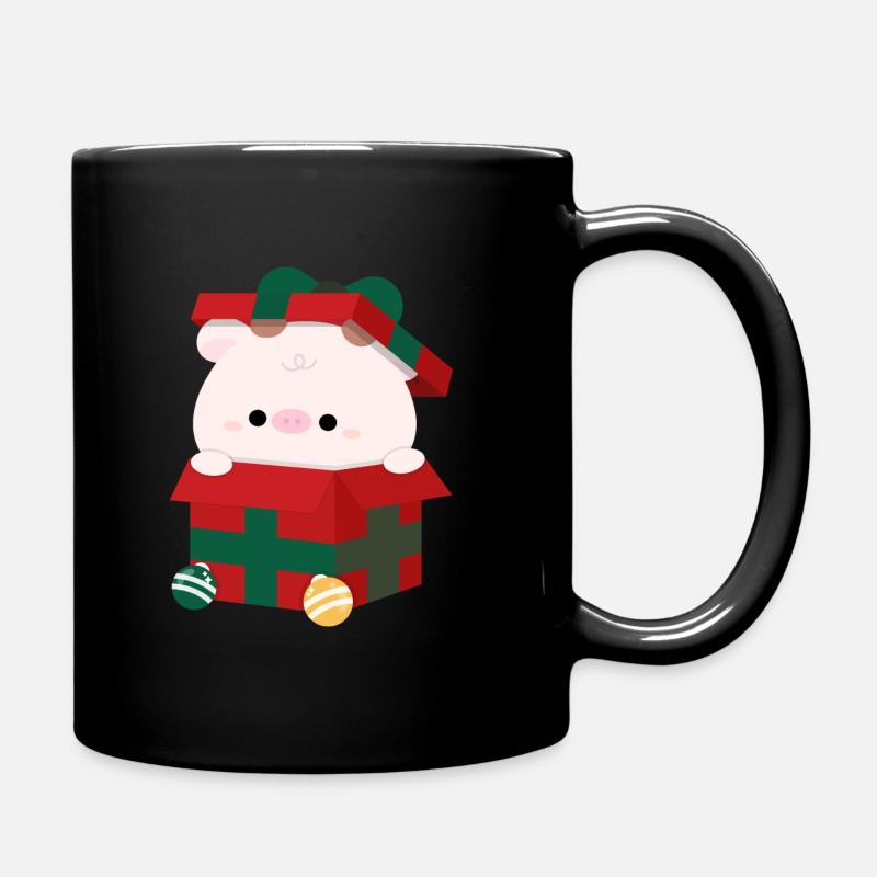 Cow Christmas Present - Full Colour Mug - black