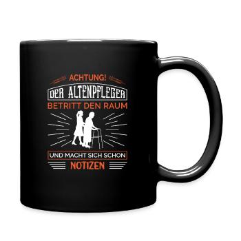 Altenpfleger Geschenk Altenpflege Pflegefachkraft - Tasse einfarbig - Schwarz - Rechts