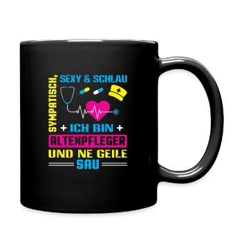 Altenpflege Pfleger Pflegepersonal Pflegekraft - Tasse einfarbig - Schwarz - Rechts