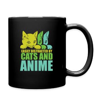 Anime Manga Otaku Kawaii Katzen Katze Kätzchen - Tasse einfarbig - Schwarz - Rechts