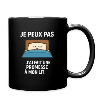 I can't I made a promise to my bed - Full Colour Mug - black - Right