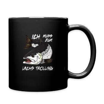 Angeln auf Lachs - Tasse einfarbig - Schwarz - Rechts