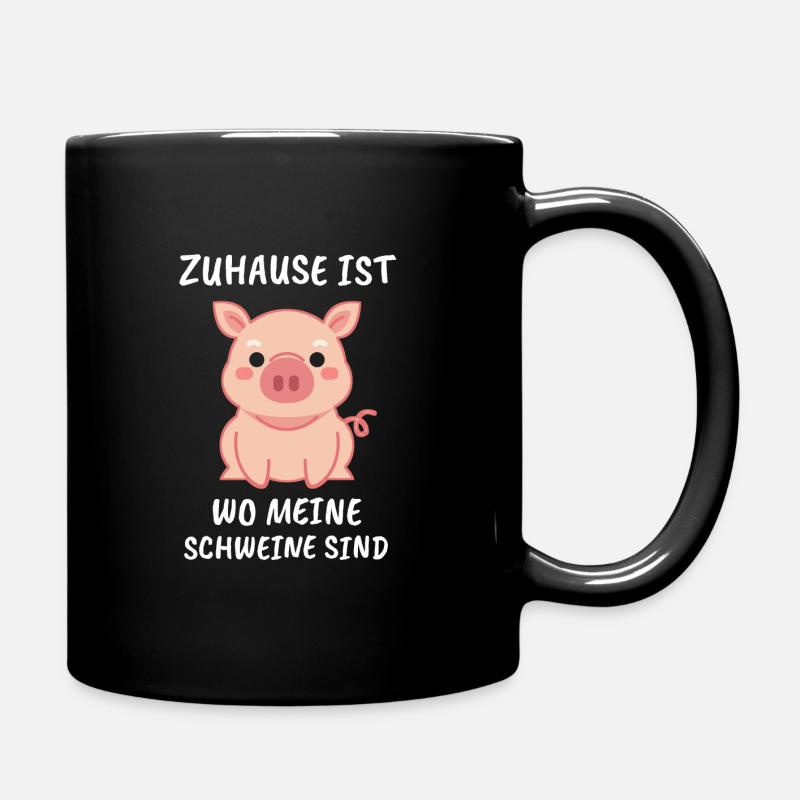 Schwein Schweine Schweinchen Bauer Spruch Geschenk - Tasse einfarbig - Schwarz