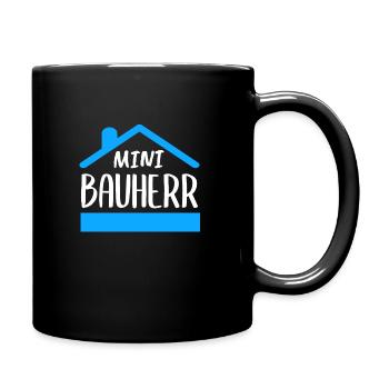 Bauherr Kinder Hausbau Richtfest Spruch Geschenk - Tasse einfarbig - Schwarz - Rechts