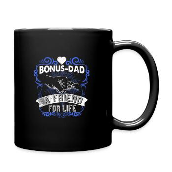 Bonus Papa Stiefsohn Stiefvater Spruch Geschenk - Tasse einfarbig - Schwarz - Rechts